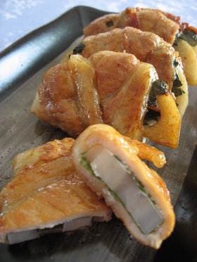 蓮根の大葉豚肉巻き